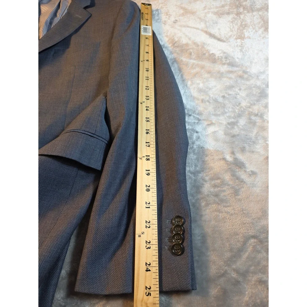 Banana Republic Modern Slim Fit Marzotto Wool Pique Blazer Mens 42R Grayish Blue
